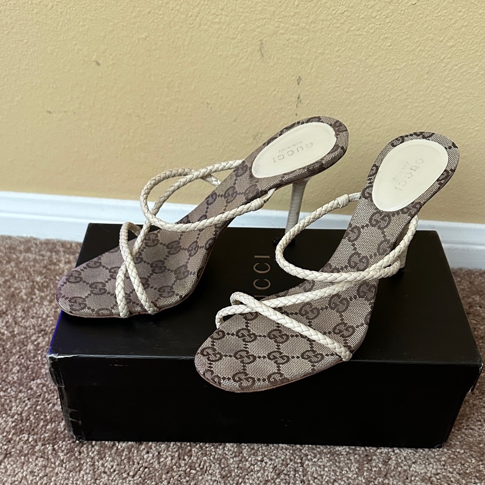 Gucci Beige and Brown Heeled Sandals